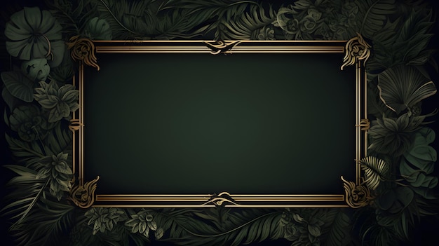 Photo a fancy frame with green leaves and vines