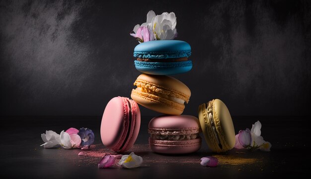 Photo fancy macarons with intricate details