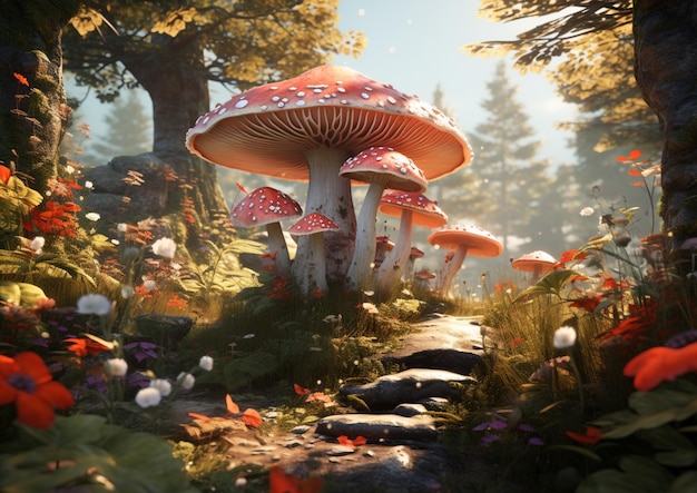 fancy mushroom world high quality ultra detailed 8k