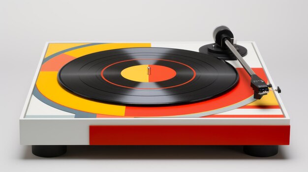 A fancy stylized turntable in the style of minimalist fashionable high design vinyl record player