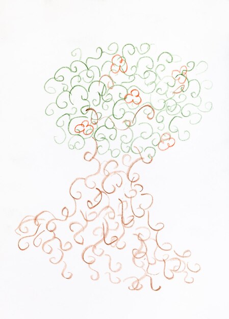 Photo fancy tree from squiggles by pencils