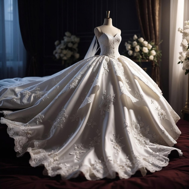 Fancy wedding dress on a mannequin