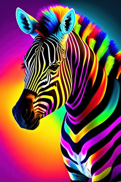 Fancy Zebra with Colorful Stripes