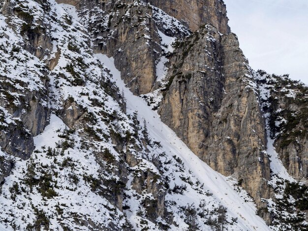 Fanes mountain dolomites in winter panorama