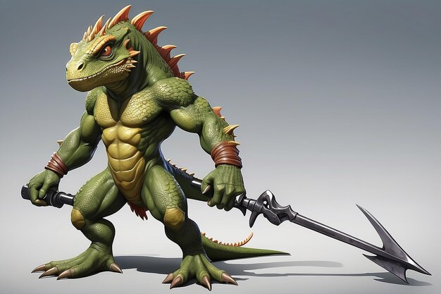 Fantasie de krokodil klaar voor de oorlog met pantser wapen en staan met twee voeten gevaarlijk vreemd zwaard