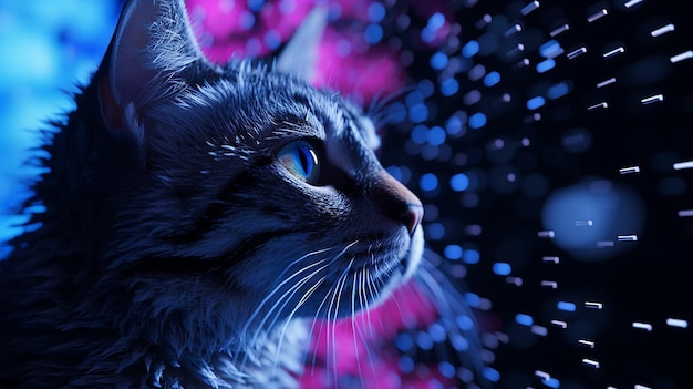 Foto fantasie digitale schattige kat op een ai photo genative