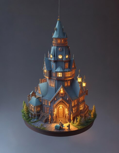 Fantasie Halloween-kasteel 3d miniatuur