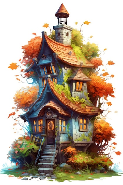 Fantasie huis illustratie
