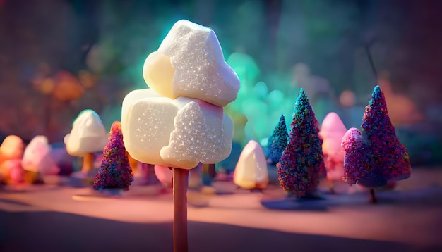 Fantasie marshmallow bos neuraal netwerk gegenereerde kunst