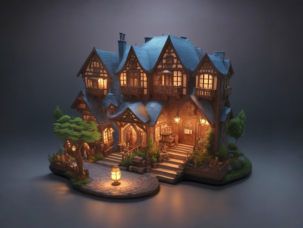 Fantasiekasteel 3d miniatuur