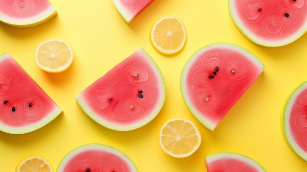 Fantasierijk formaat gemaakt van watermeloen citroen Level lay Voedingsconcept Grootschalig concept Creatieve hulpbron AI Gegenereerd