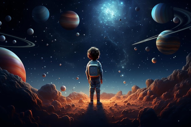 Fantasieverhaal voor kinderen met planeten en ruimte