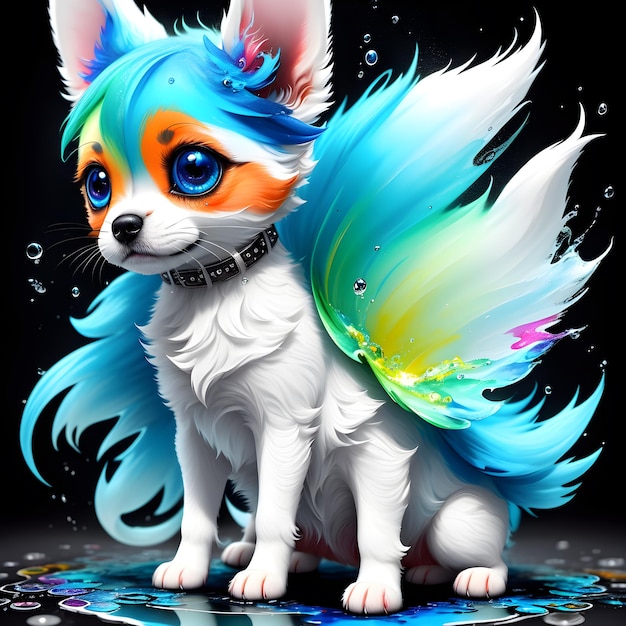 Fantastic abstract drawings of puppy bright cartoon illustration