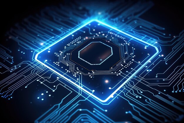 Fantastica cpu del futuro sullo sfondo generativa ai