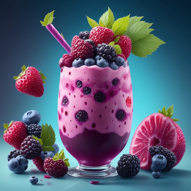 Fantastic decorated mixed berry shake