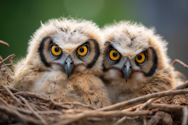 Fantastic eagle Owl chicks in nest