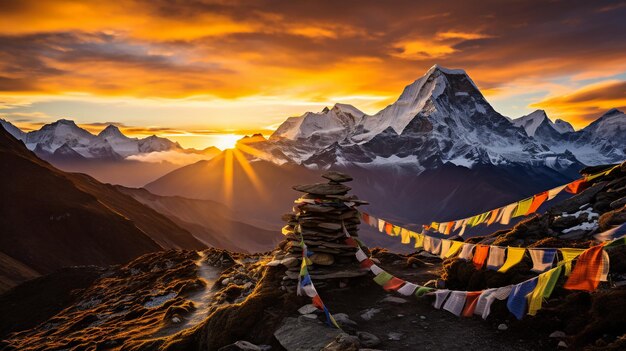 Photo fantastic evening panorama of bachalp lake bachalpsee switzerland picturesque autumn sunset