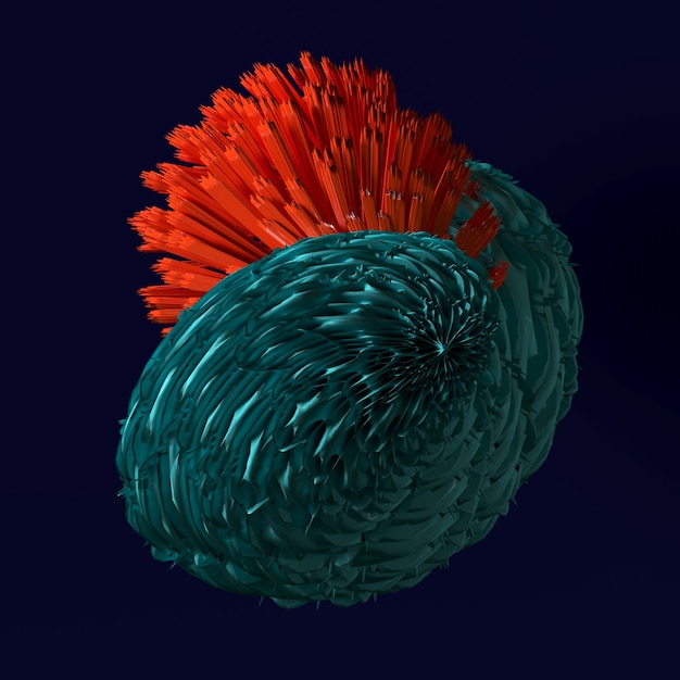 Fantastic flower mollusk from the bottom of the ocean 3D rendering