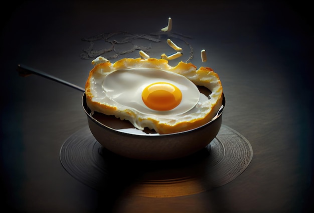 Fantastic food photography of fried egg as explosion of taste    made with Generative AI