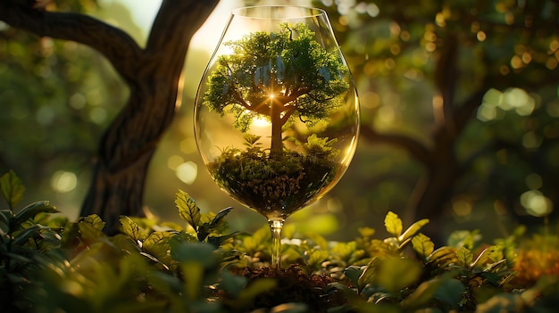 Fantastic forest in a wine glass