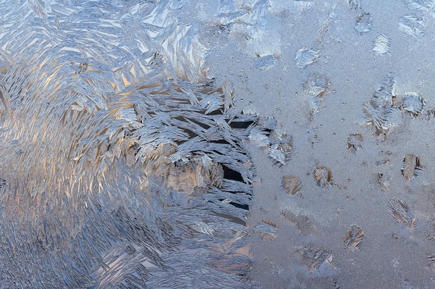 Fantastic frosty pattern on glass