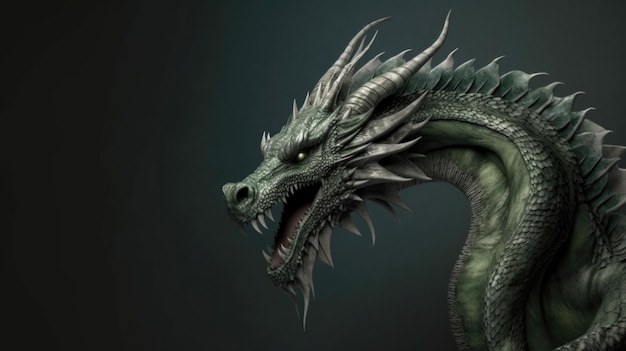 Fantastic green dragon Mythical creature Symbol of the year AI generative