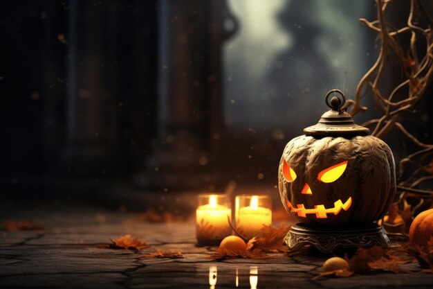 Foto fantastico sfondo di zucche a tema halloween