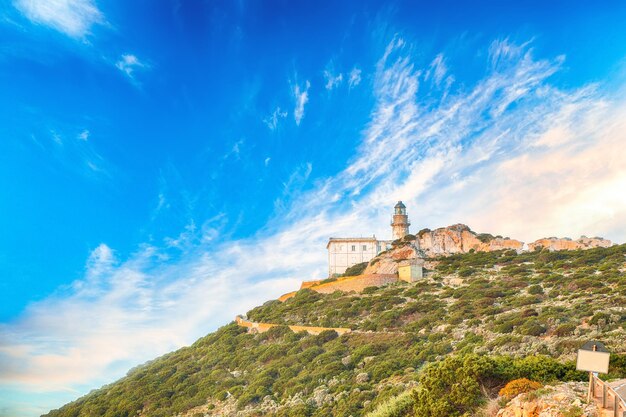 Fantastic morning view on Cacccia cape Lighthouse