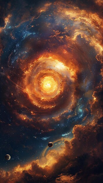 사진 별, 은하, 별자리, 행성, 그리고 블랙홀이 있는 환상적인 다채로운 우주.