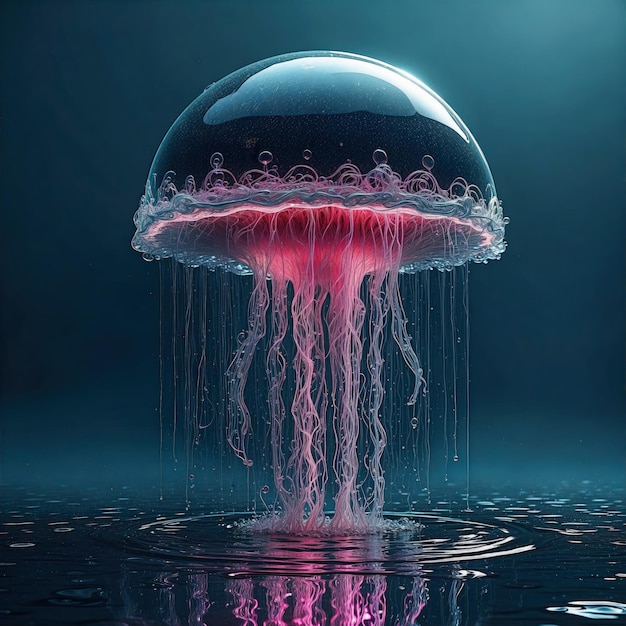 Foto fantastiche meduse al neon nell'oceano.