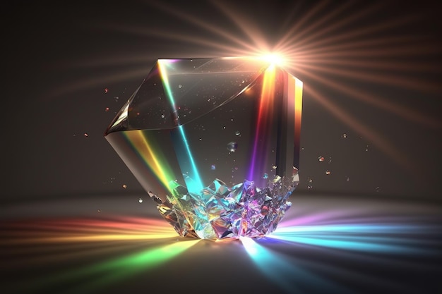 A fantastic picture of glare on the lens the effect of refraction of light from a prism or diamondGenerative AI