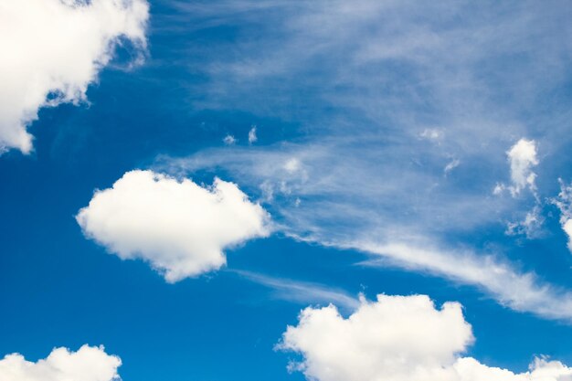 Fantastic soft white clouds against blue sky