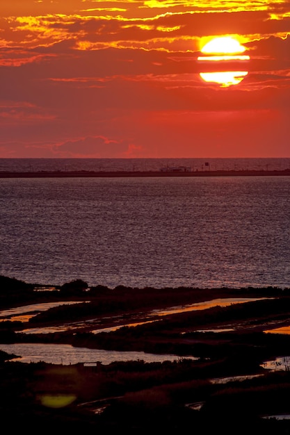 Fantastic sunset on the beach of Cortadura on Cadiz Spain