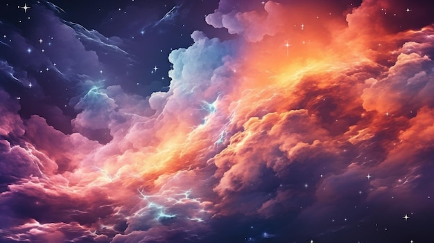 Fantastic supernova Colorful space galaxy cloud nebula scenery background Generative AI