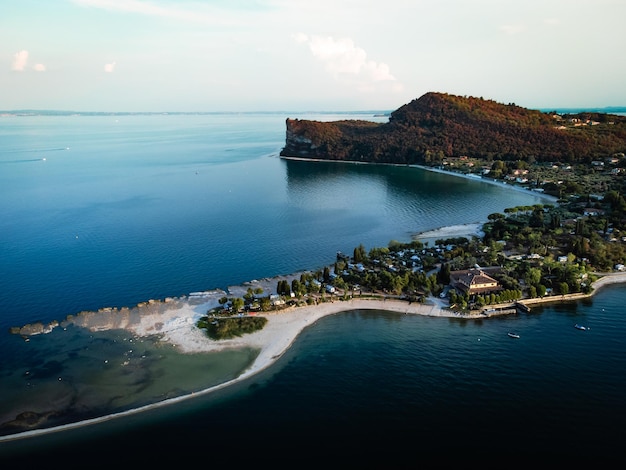 Fantastic view on the conigli island on lake garda