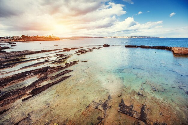 Fantastic view of the nature reserve Monte Cofano Dramatic scen