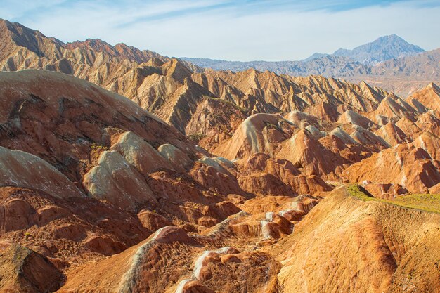 Fantastic view of rainbow mountains geological park stripy zhangye