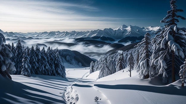 Fantastic winter landscape Dramatic wintry scene Beauty world