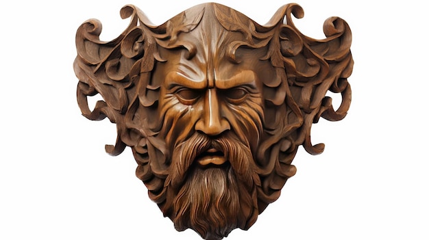 Fantastic wood spirit visage op witte achtergrond