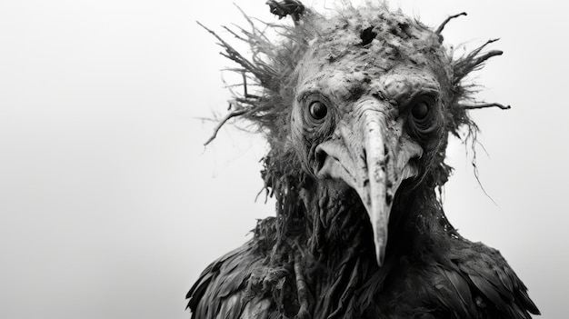 Fantastical Black And White Eagle Photo With Rotting Hair