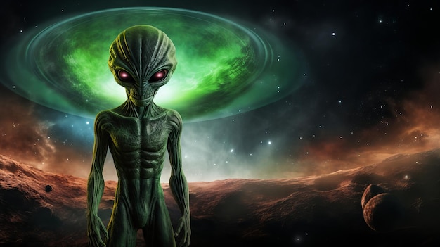 Photo the fantastical creature in space portrait of alien
