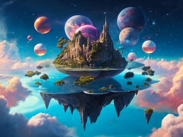 Fantastical Floating Islands in Cosmic Space Resplendent