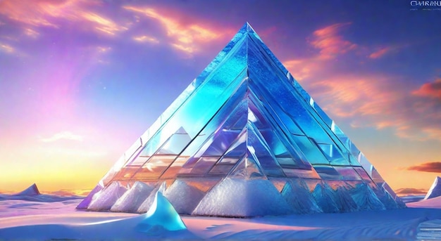Fantastical vibrant glass pyramids towering