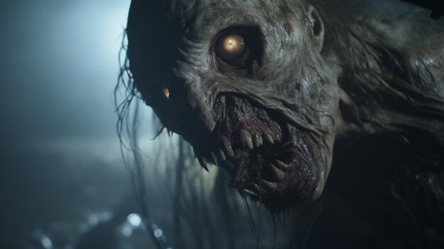 Foto fantastical zombie in the dark unreal engine 5 da vicino