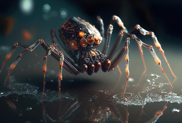 Fantastically beautiful spider on the web Generative AI Art Web 30