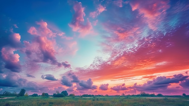 Fantastisch uitzicht Mooie avondrood schemering tijden hemel en wolken in dramatische achtergrond