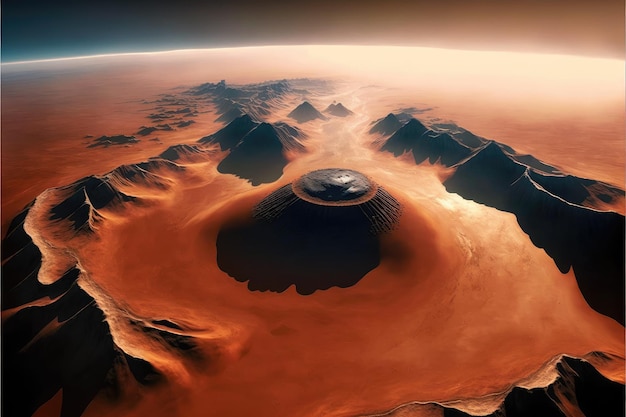 Fantastische mars landschap luchtfoto bovenaanzicht