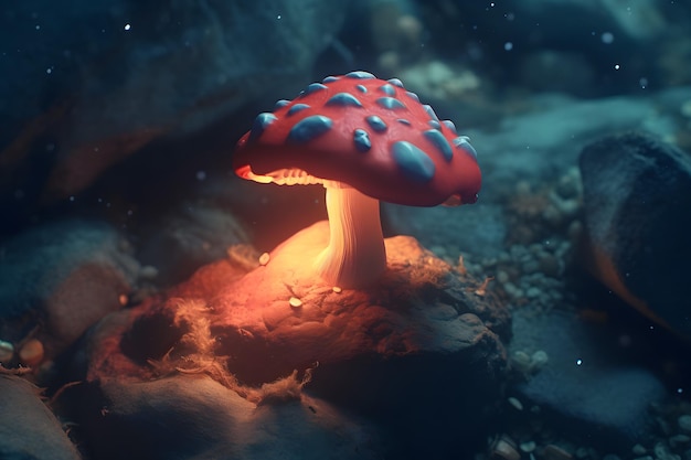 Fantastische wereld van paddenstoelen Neuraal netwerk AI gegenereerd