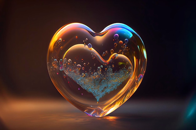 Fantastische zeepbel in de vorm van een hart Generative Ai