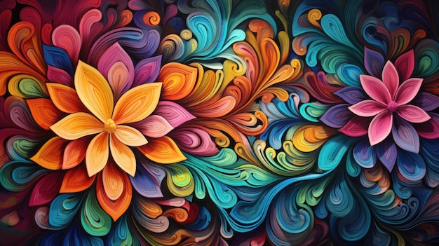 Fantasy Abstract Psychedelic Boho Flowers Texture